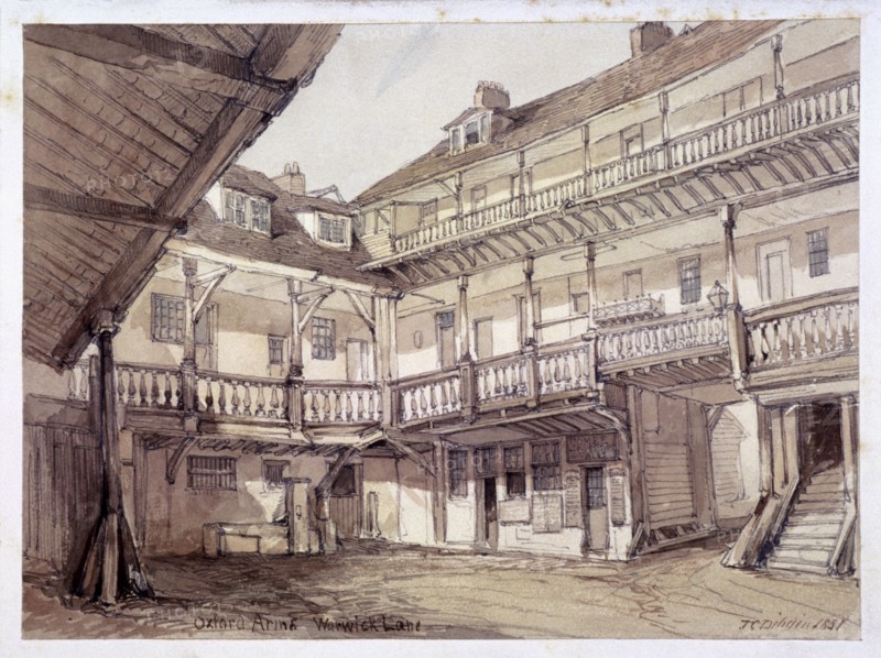Courtyard of the Oxford Arms Inn, Warwick Lane, London, 1851. Artist: Unknown