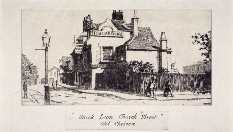 View of the Black Lion Inn, London, 1860. Artist: Walter Greaves