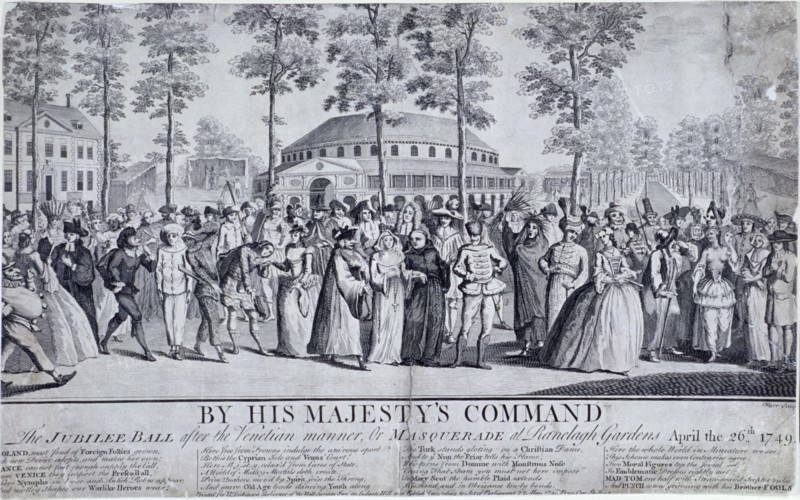 Jubilee Venetian masquerade ball in Ranelagh Gardens, Chelsea, London, 1749. Artist: Nathaniel Parr