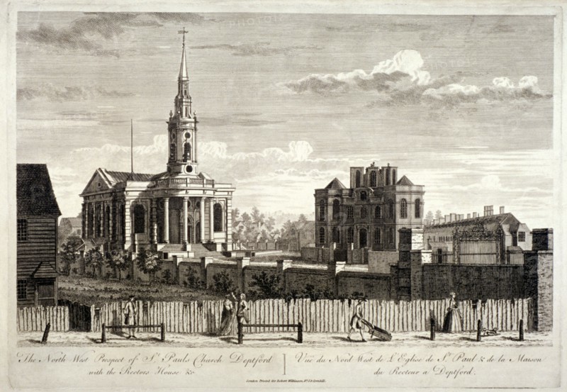 North west view of St Paul's, Deptford, London, c1750. Artist: Anon