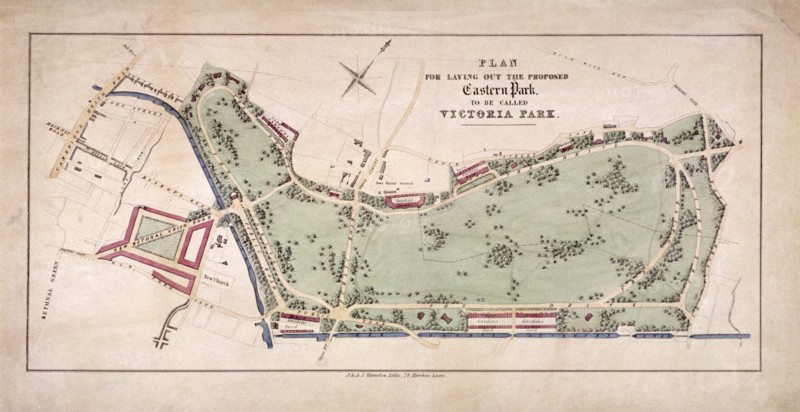 Proposed plan for Victoria Park, Hackney, London, c1845. Artist: Sir Ernest Albert Waterlow