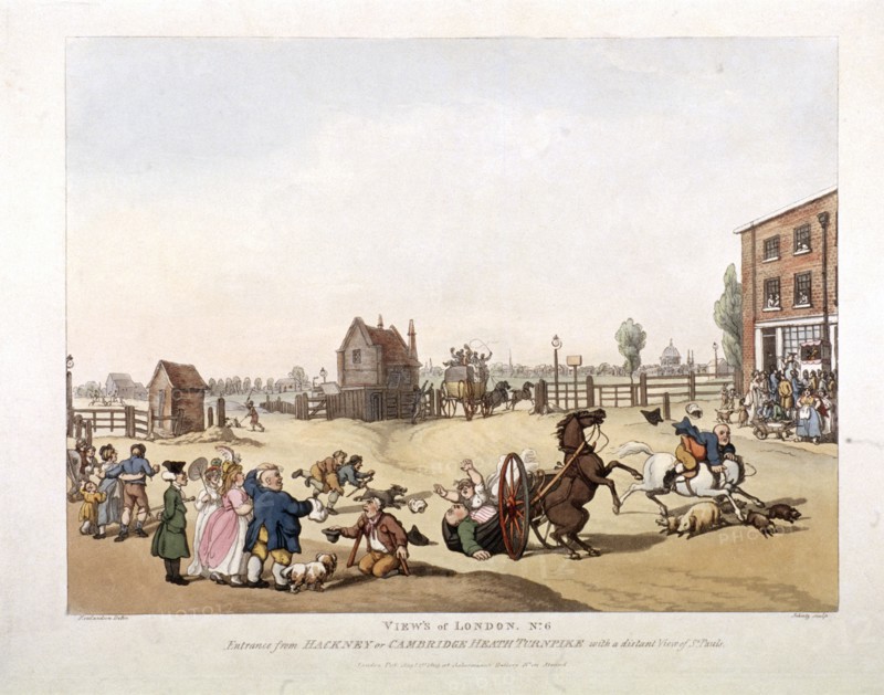 View of the Cambridge Heath Turnpike, Hackney, London, 1809. Artist: Heinrich Schutz