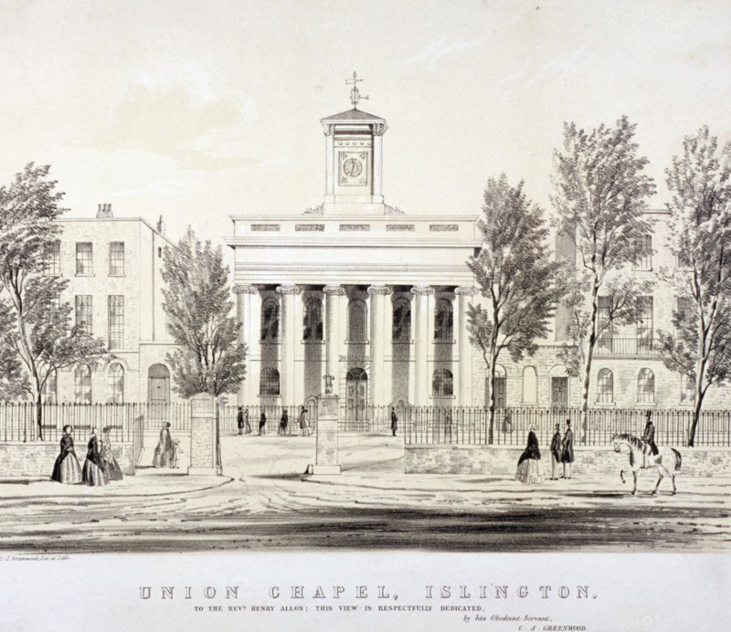 The Union Chapel, Islington, London, c1850. Artist: CJ Greenwood