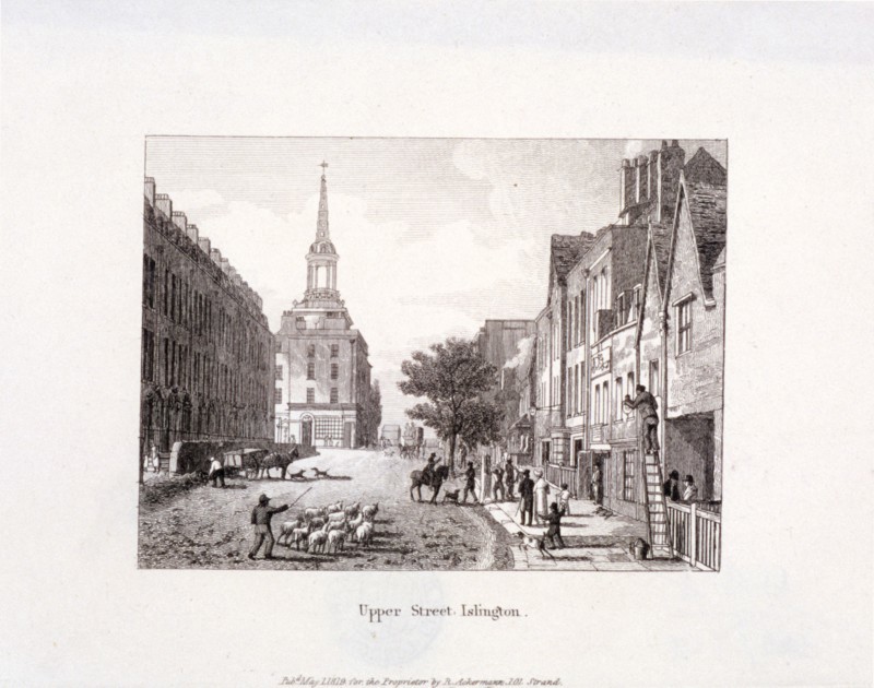Upper Street, Islington, London, 1819. Artist: Anon