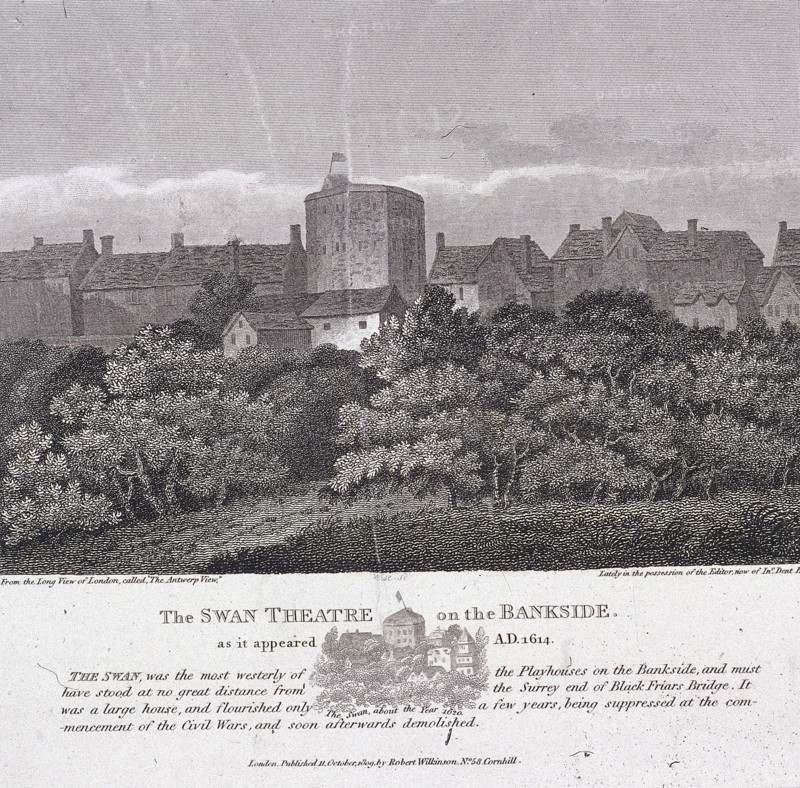 The Swan Theatre, Bankside, Southwark, London, c1614. Artist: Anon