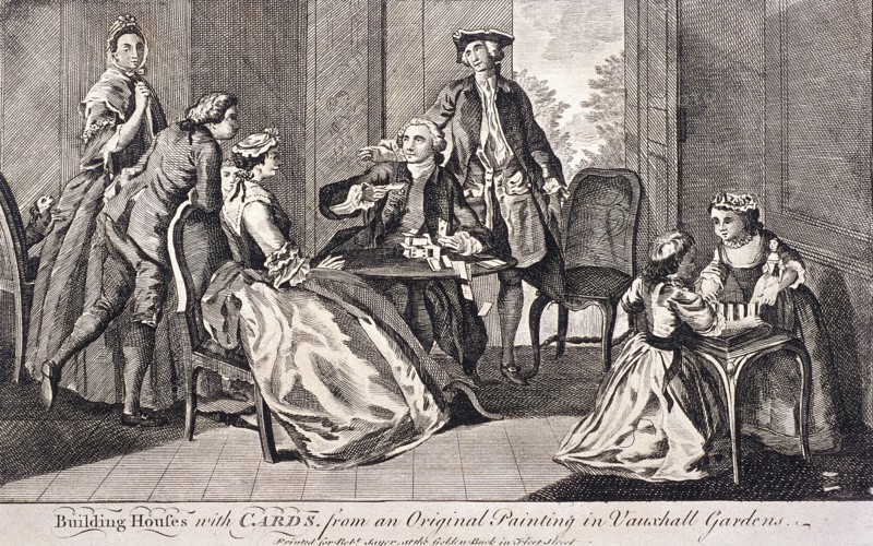 'Building houses with cards'', c1745. Artist: Benjamin Cole