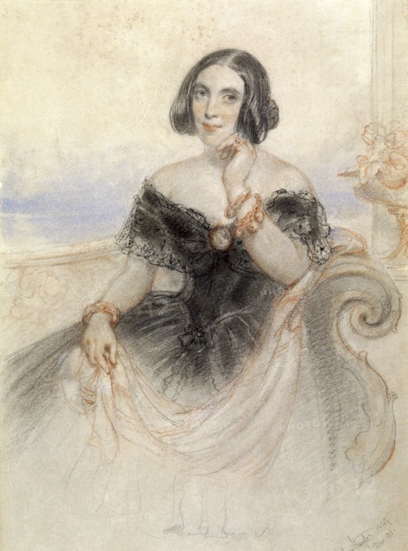 Lady in a black dress, 1847. Artist: John Hayter