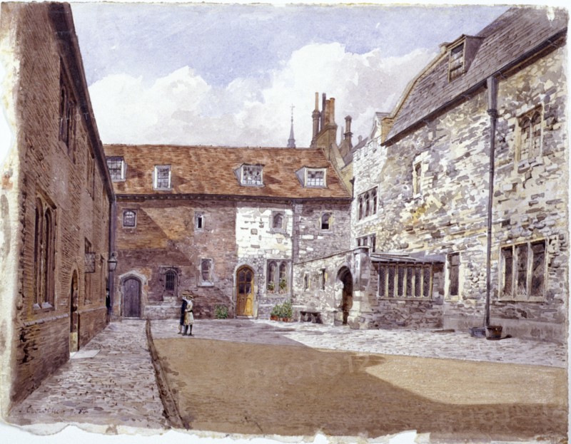 Wash house court, Charterhouse, London, 1884. Artist: John Crowther