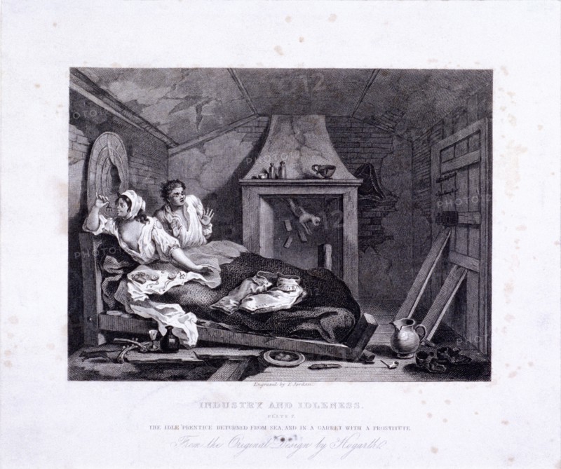 'The idle 'prentice returned from sea..., plate VII of Industry and Idleness 1833. Artist: S Davenport