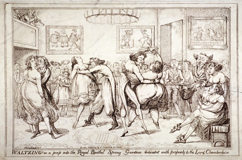 Waltzing! Or a peep into the Royal Brothel, Spring Gardens', London, c1816. Artist: Isaac Robert Cruikshank