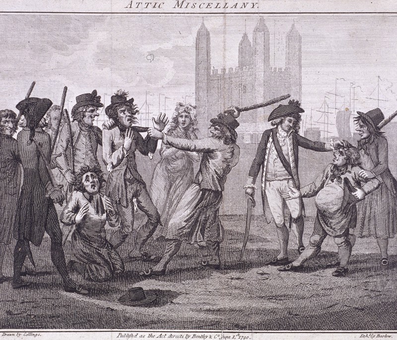 'Manning the navy', Tower Hill, London, 1790. Artist: John Barlow