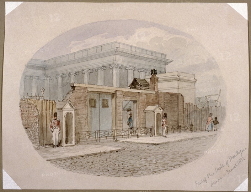Montague House wall, British Museum, London, 1852. Artist: James Findlay
