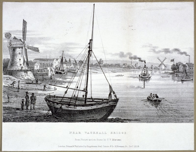 Vauxhall Bridge, London, 1829. Artist: FV Martens