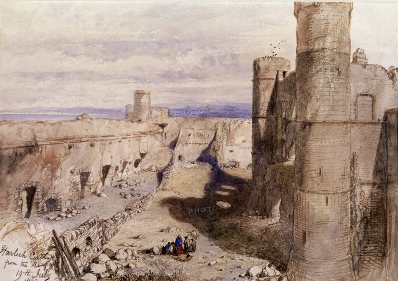 Harlech Castle from the ramparts, Wales, 1850. Artist: Sir John Gilbert
