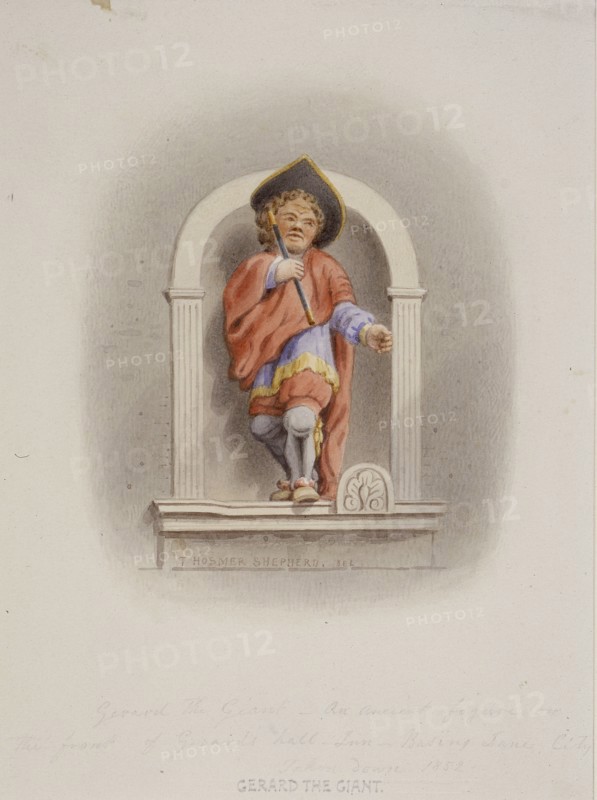 Gerard the Giant, Gerard's Hall, Basing Lane, London, 1852. Artist: Thomas Hosmer Shepherd