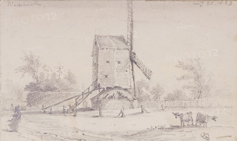 View of windmill on Blackheath, Greenwich, London, 1833. Artist: George Shepheard