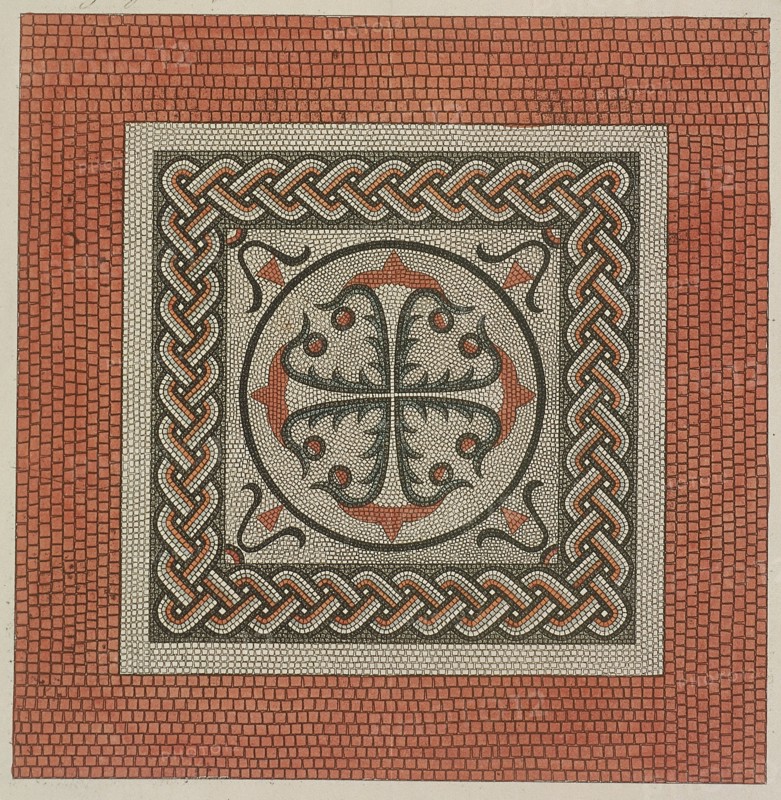Mosaic pavement from the British Museum, Holborn, London, 1812. Artist: Anon