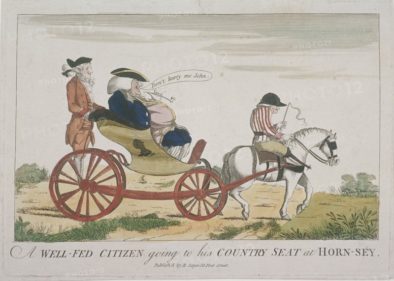 'A Well-Fed Citizen going to his Country Seat at Hornsey', 1773. Artist: Anon