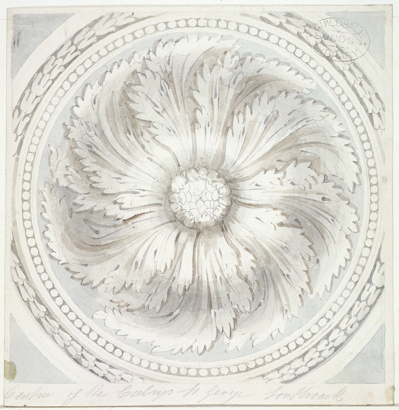 Surround from the ceiling of St George the Martyr, Southwark, London, 1831. Artist: John Hassell