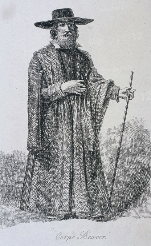 'Corpe Bearer', [sic], c1665, Cries of London, (c1819?). Artist: John Thomas Smith