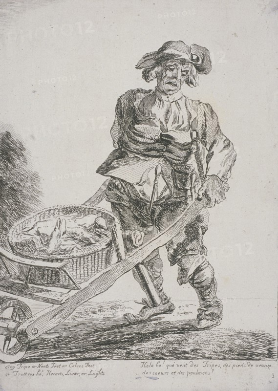 Offal seller, Cries of London, 1760. Artist: Paul Sandby