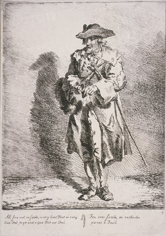 Flint and steel seller, Cries of London, 1760. Artist: Paul Sandby