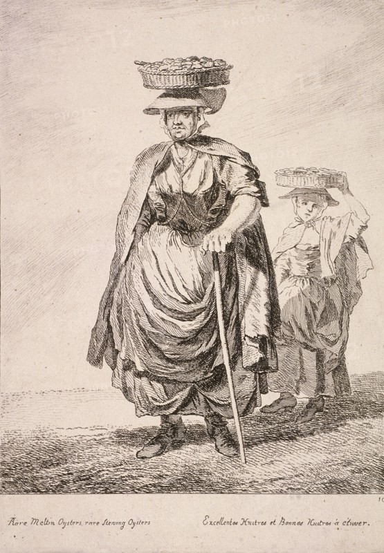Two oyster sellers, Cries of London, 1760. Artist: Paul Sandby