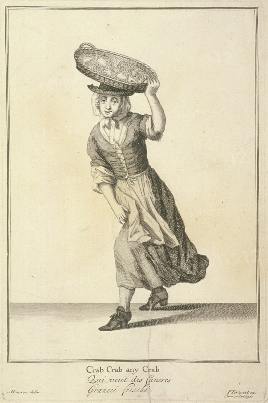 'Crab Crab any Crab', Cries of London, (c1688?). Artist: Pierce Tempest