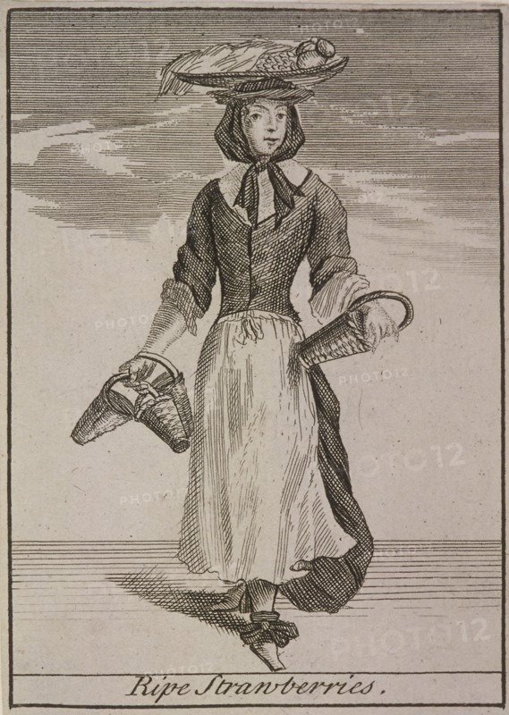 'Ripe Strawberries', Cries of London, (c1688?). Artist: Anon