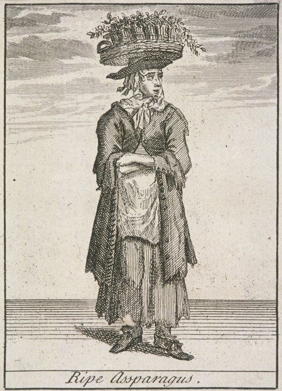 'Ripe Assparagus', Cries of London, (c1688?). Artist: Anon