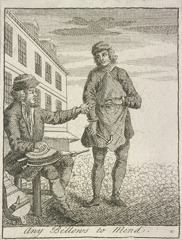'Any Bellows to Mend', Cries of London, (c1688?). Artist: Anon