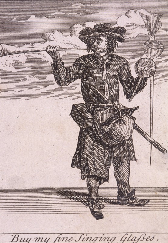 'Buy my fine Singing Glasses', Cries of London, (c1688?). Artist: Anon