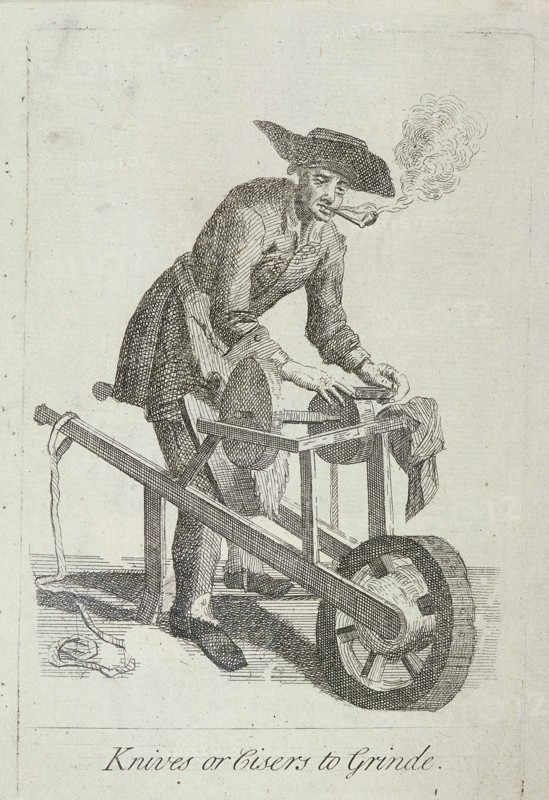 'Knives or Cisers to Grind', Cries of London, (c1688?). Artist: Anon