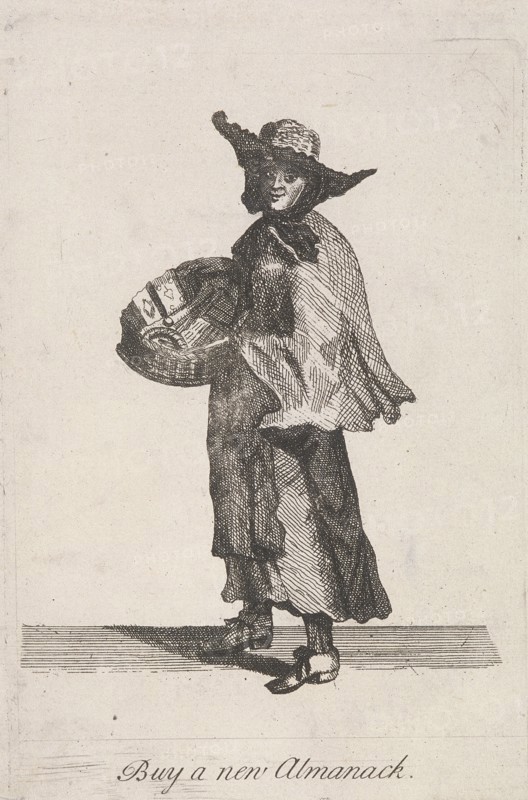'Buy a new Almanack', Cries of London, (c1688?). Artist: Anon