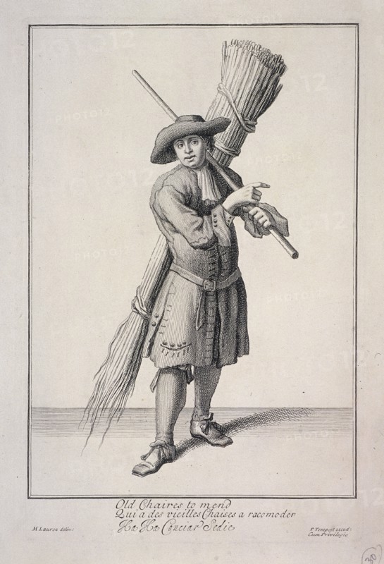 'Old Chaires to mend', Cries of London, (1688?). Artist: Anon