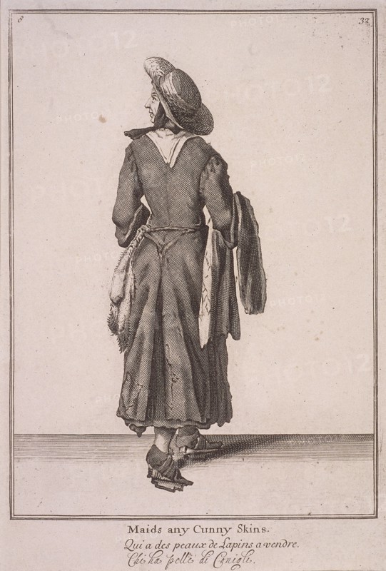 'Maids any cunny skins', Cries of London, (1688?). Artist: Anon