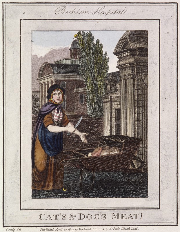'Cat's and Dog's Meat!', Cries of London, 1804. Artist: Anon