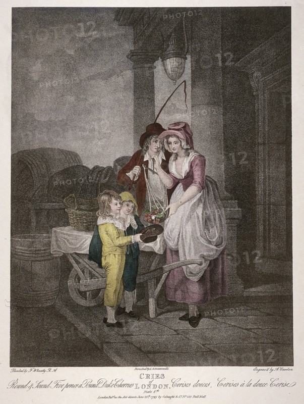 'Round & Sound Fivepence a Pound Duke Cherries', Cries of London, 1795. Artist: Antoine Cardon