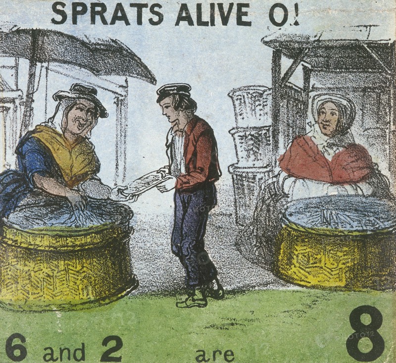 'Sprats Alive O!', Cries of London, c1840. Artist: TH Jones