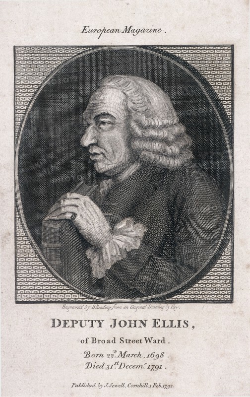 Deputy John Ellis of Broad Street Ward holding a book, 1792. Artist: Burnet Reading
