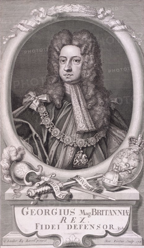 Oval portrait of George I, King of Great Britain, 1718. Artist: George Vertue