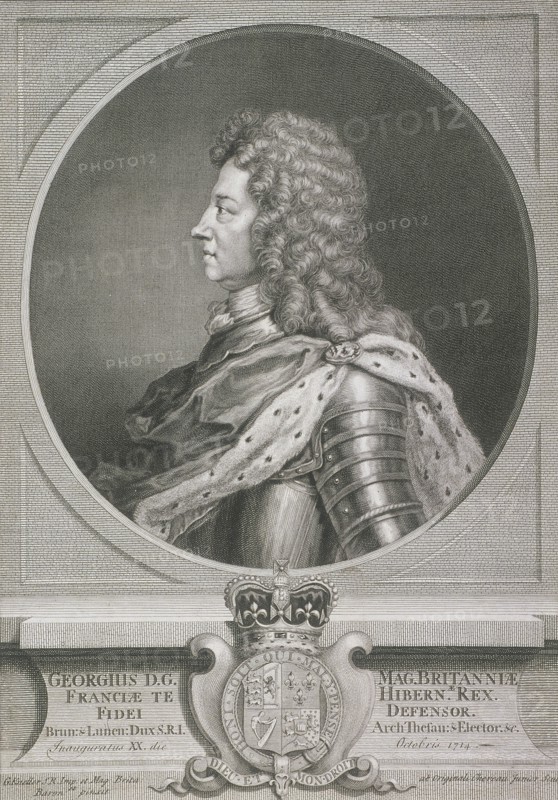 Oval portrait of George I, King of Great Britain, c1700. Artist: J Chereau