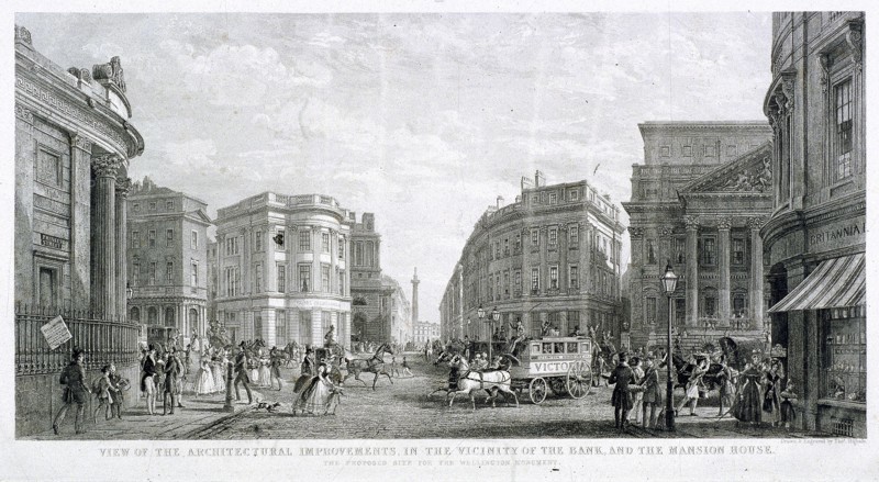 'View of the Architectural Improvements in the Vicinity of the Bank, and the Mansion House', c1837. Artist: Thomas Higham