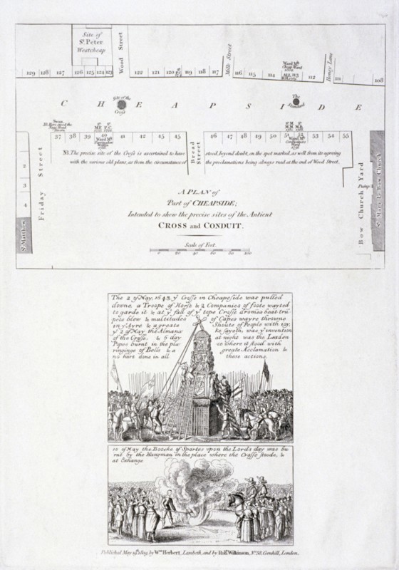 The destruction of the Cheapside Cross, London, 1809. Artist: Anon