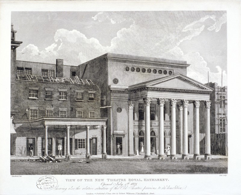 View of the Haymarket Theatre, Westminster, London, 1822. Artist: Thomas Dale