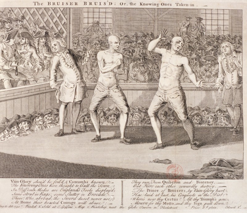 'The Bruiser Bruis'd', 1750. Artist: Anon
