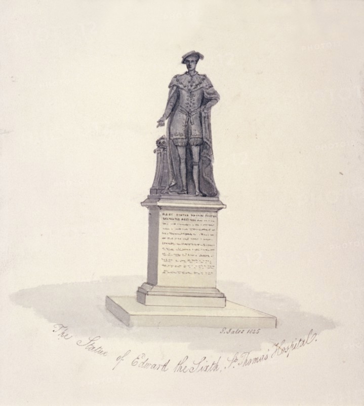 Statue of Edward VI in St Thomas's Hospital, Southwark, London, 1825. Artist: G Yates