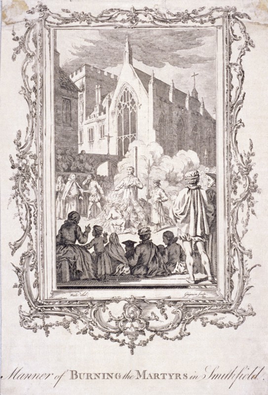 Scene of protestants being burnt at Smithfield, 16th century, (c1760). Artist: Charles Grignion