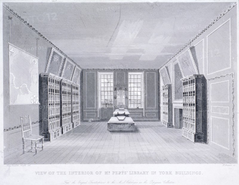 Interior view of Mr Pepys' library in York Buildings, Westminster, London, c1670. Artist: R Cooper