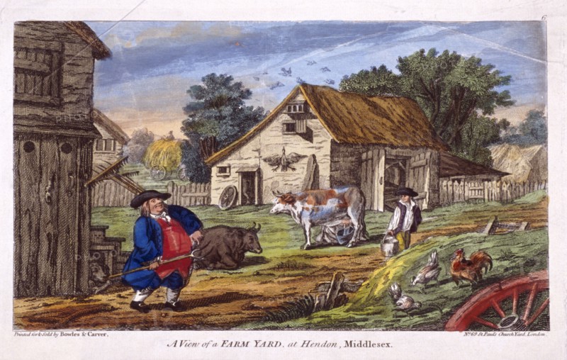View of a farmyard in Hendon, in the London borough of Barnet, c1795. Artist: Anon